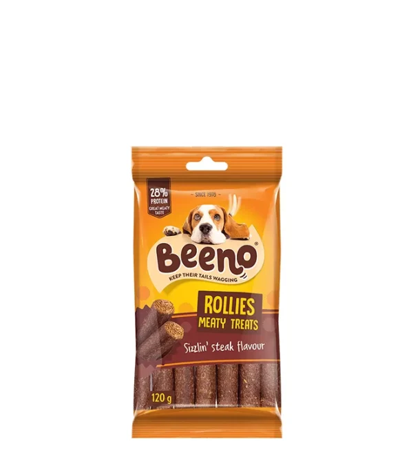 Beeno Rollies Dog Treats Steak Flavour 120gm png 1