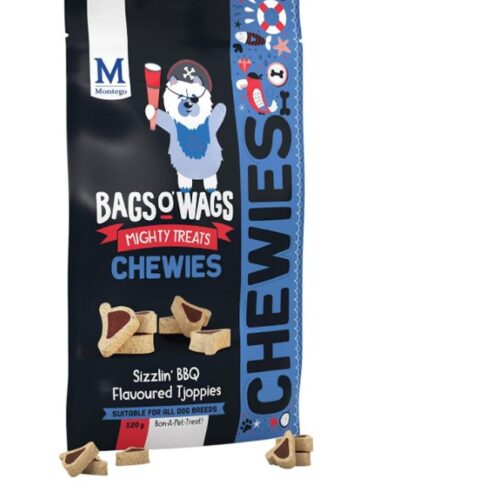 Montego Bags O' Wags Chewies BBQ Tjoppies Dog Chew Treats 120g