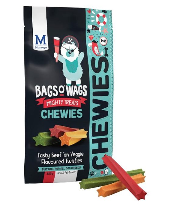 Montego Bags O' Wags Chewies Beef & Veggie Stick Treats 120g