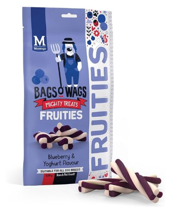 Montego Bags O' Wags Fruities Blueberry & Yoghurt Dog Chew Treats 120g