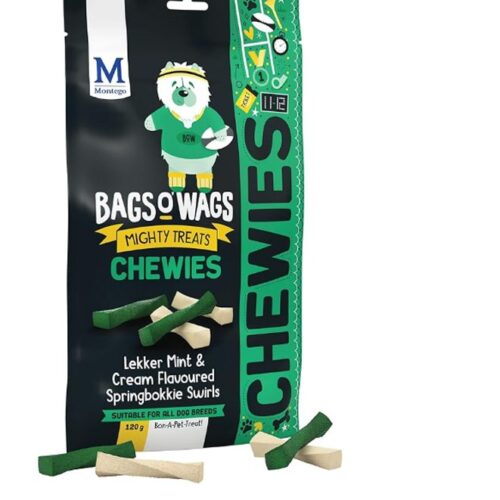 Montego Bags O' Wags Chewies Springbokkie Swirls Dog Chew Treats 120g