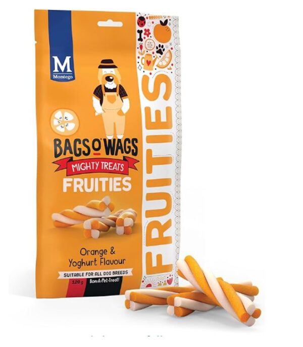 Montego Bags O' Wags Fruities Orange & Yoghurt Dog Chew Treats 120g