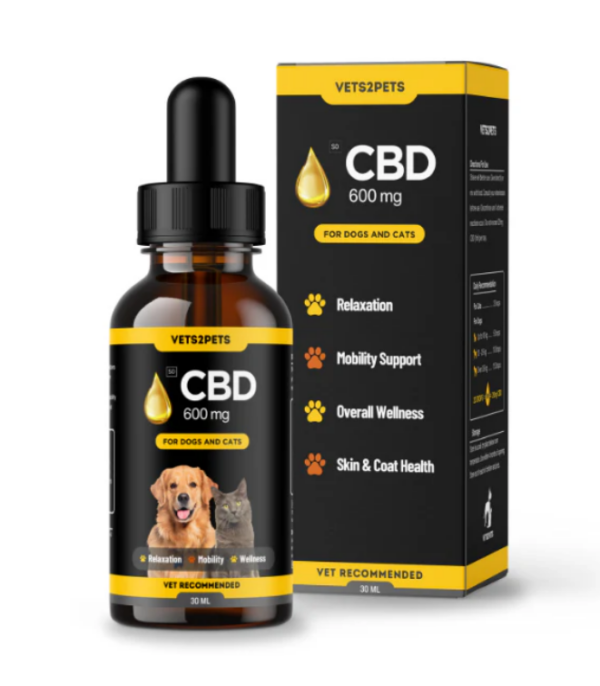 Vets2Pets Premium CBD Oil for Dogs & Cats - 600mg CBD (30ml)